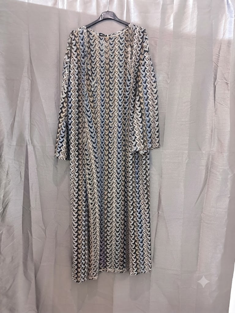 Kimono long manches longues, motif chevrons
