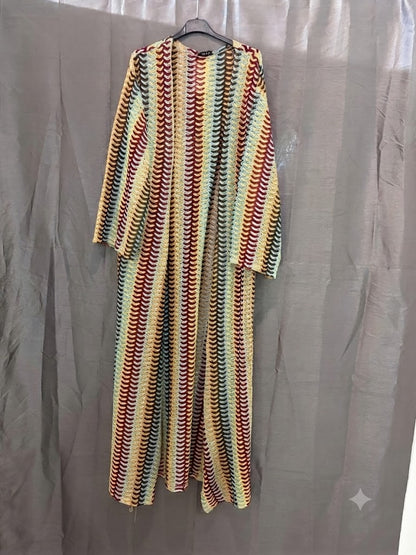 Kimono long manches longues, motif chevrons