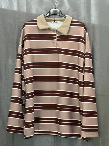 Polo rayé à col contrasté