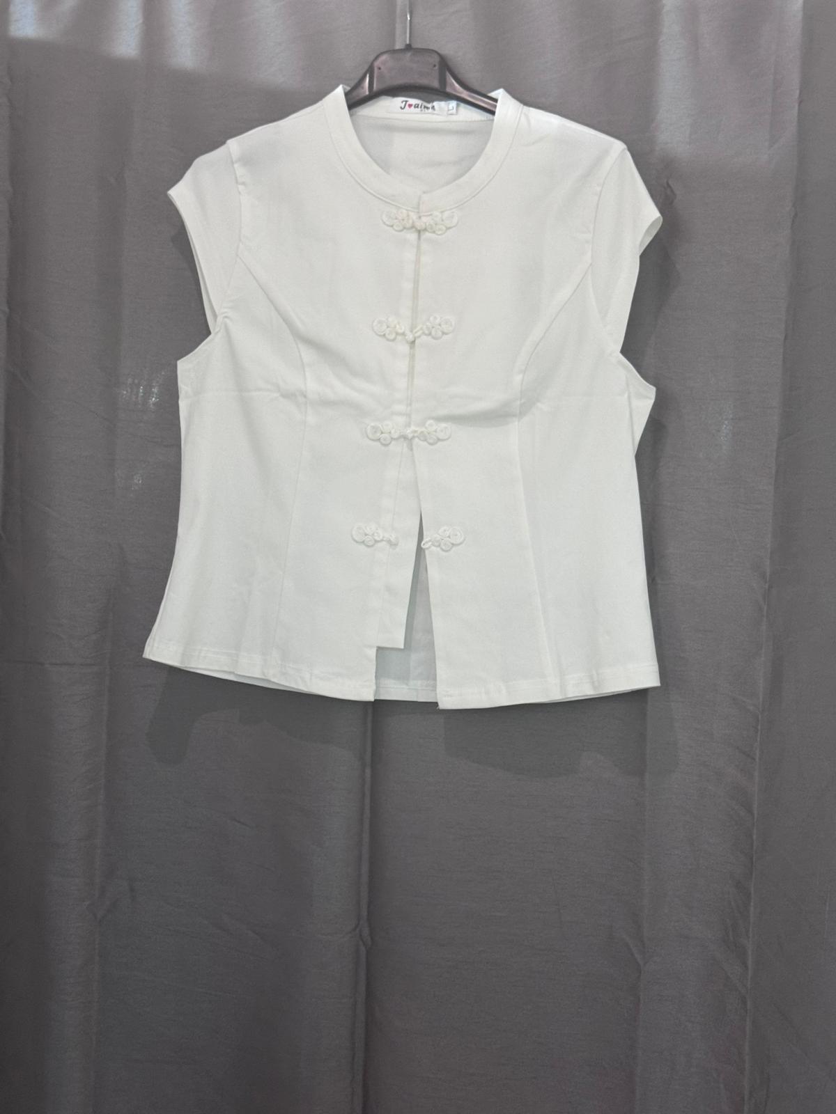Haut sans manches, fermeture à brandebourgs style asiatique