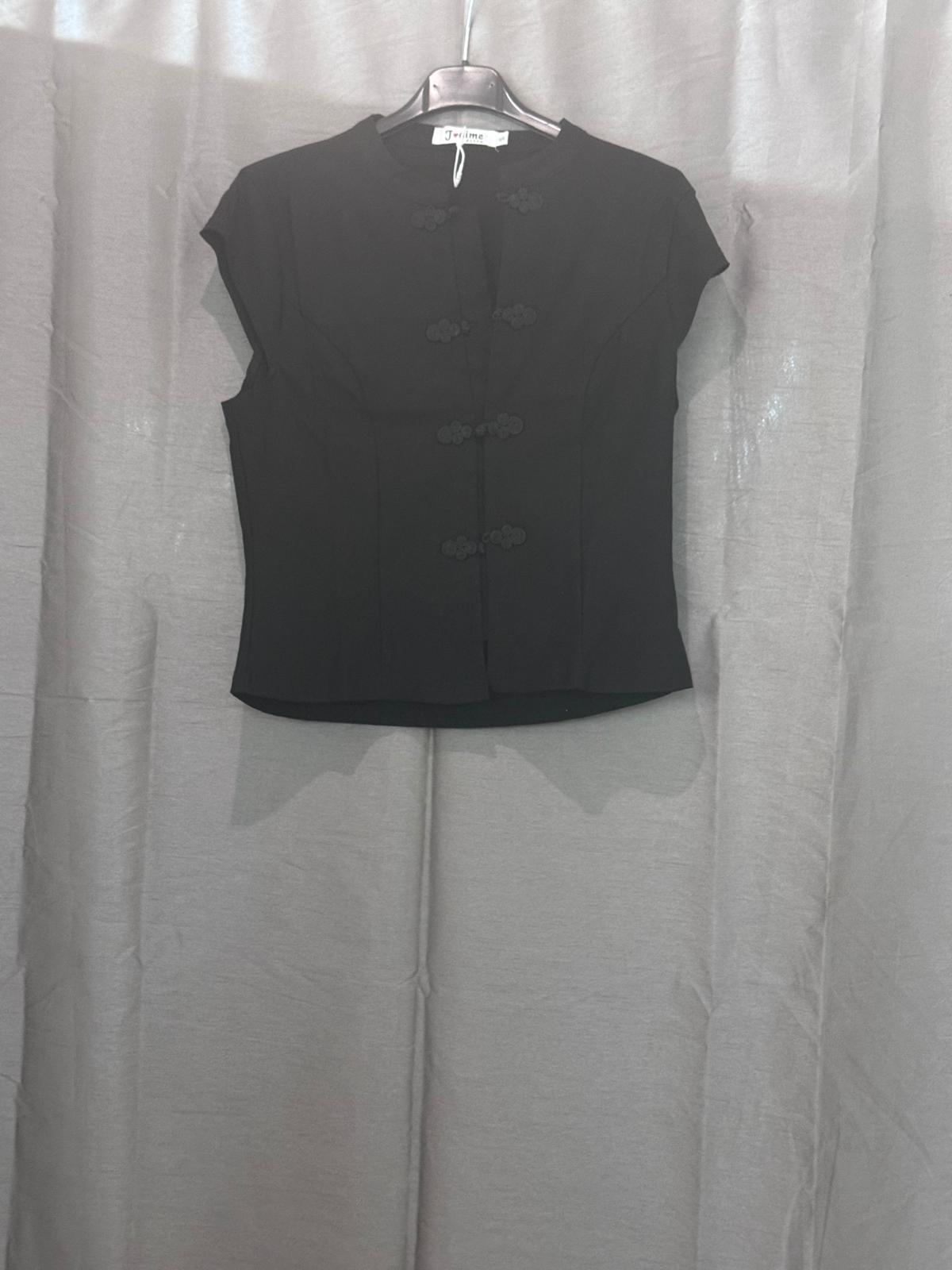 Haut sans manches, fermeture à brandebourgs style asiatique