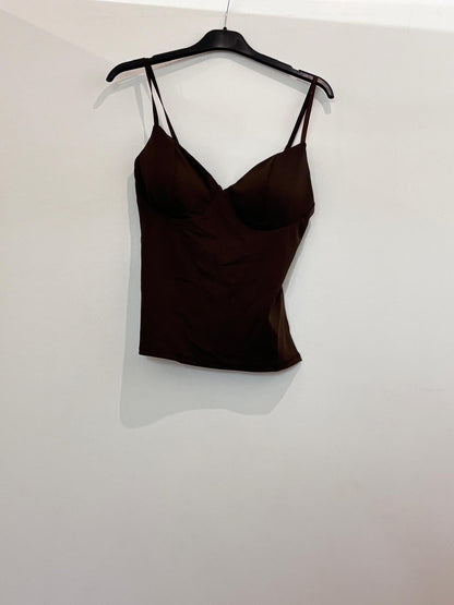 Top bustier satiné à double bretelle
