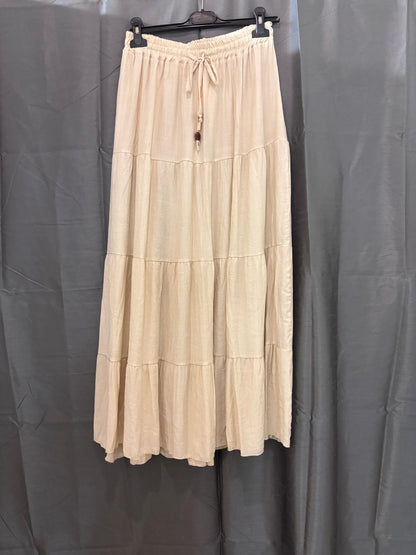 Jupe longue à volants taille élastique