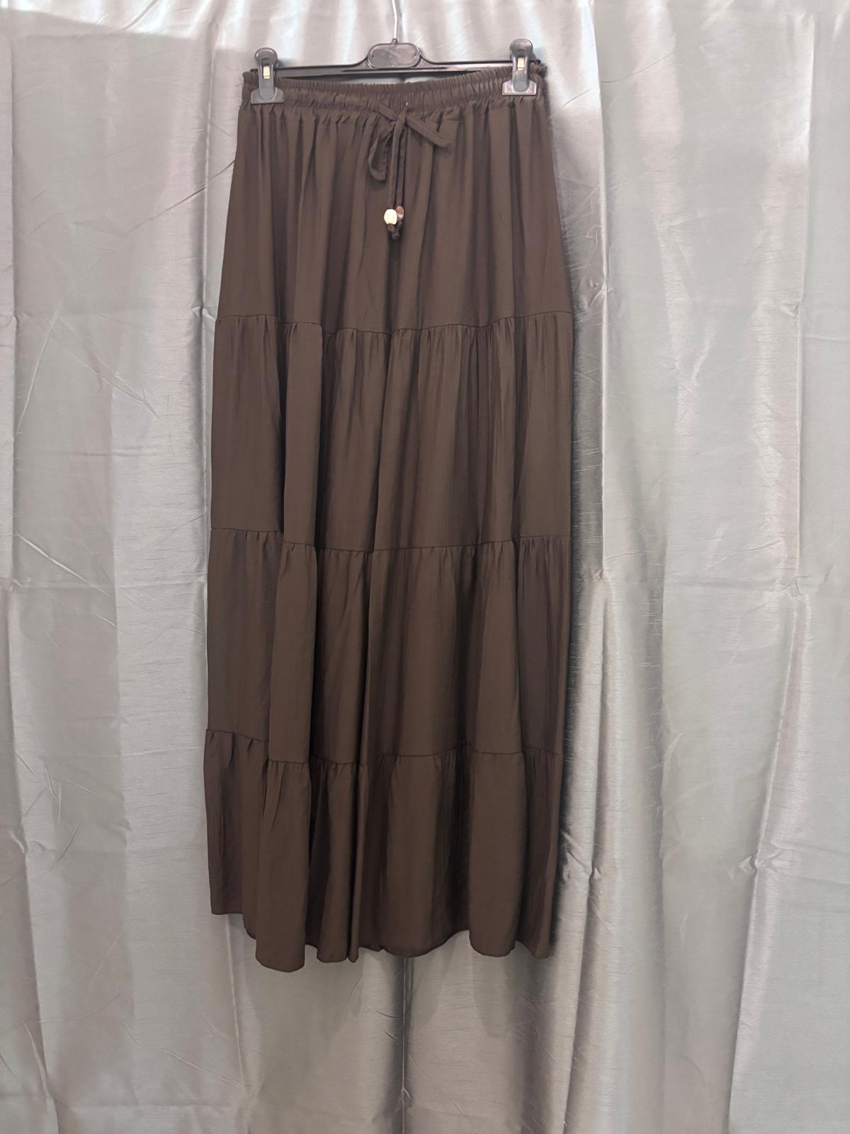 Jupe longue à volants taille élastique