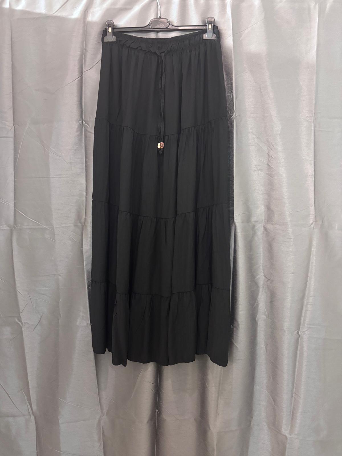 Jupe longue à volants taille élastique