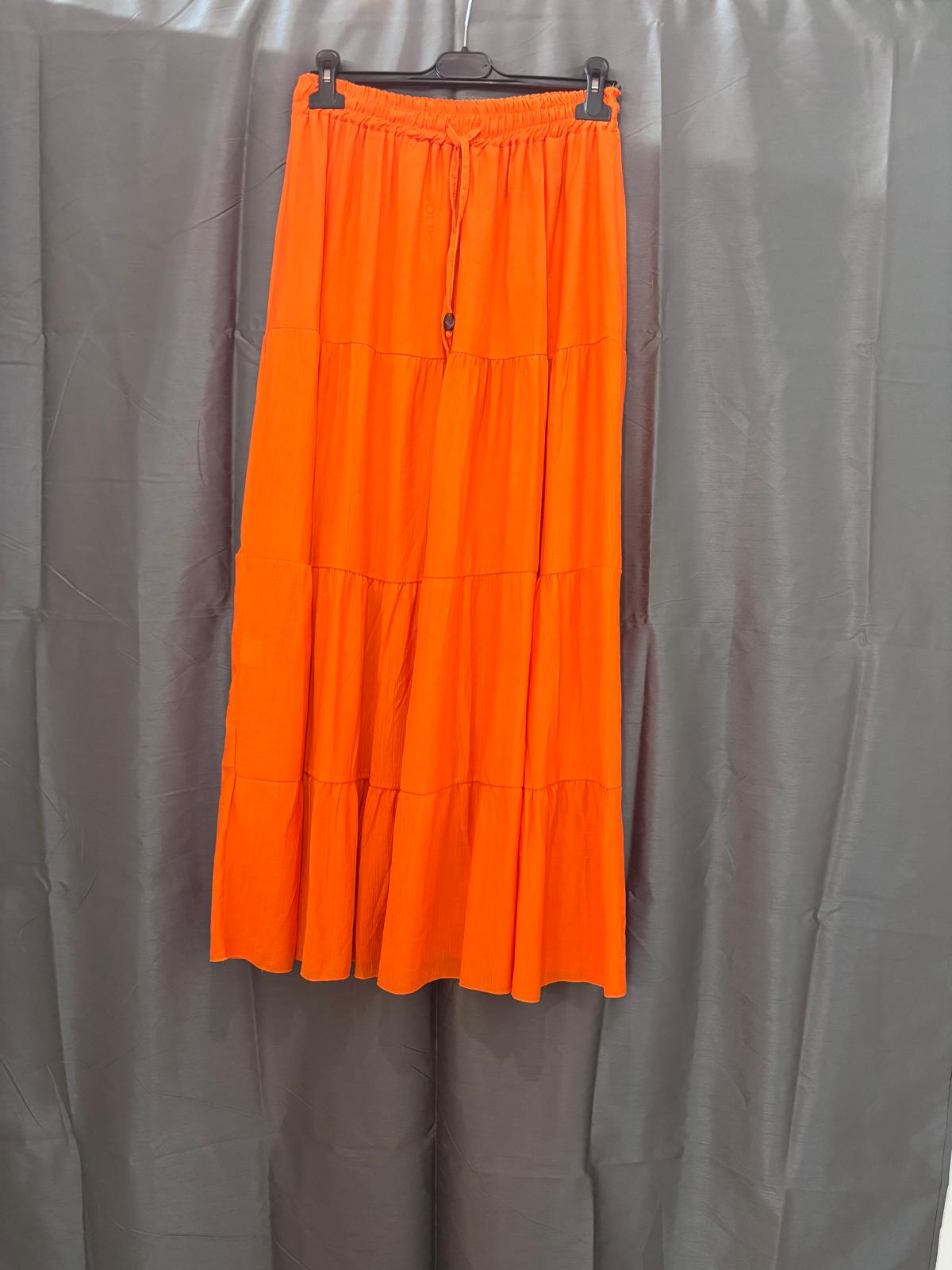 Jupe longue à volants taille élastique
