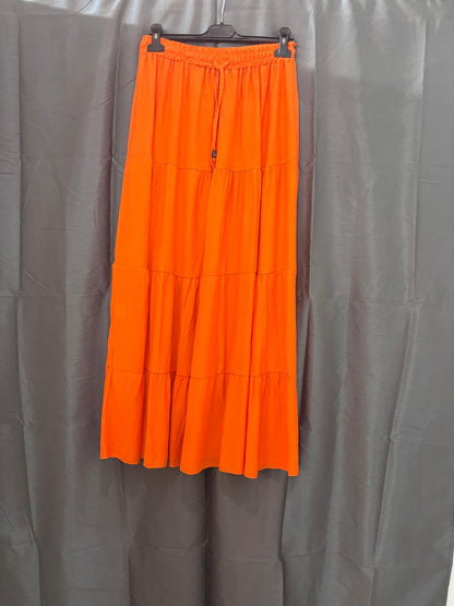 Jupe longue à volants taille élastique