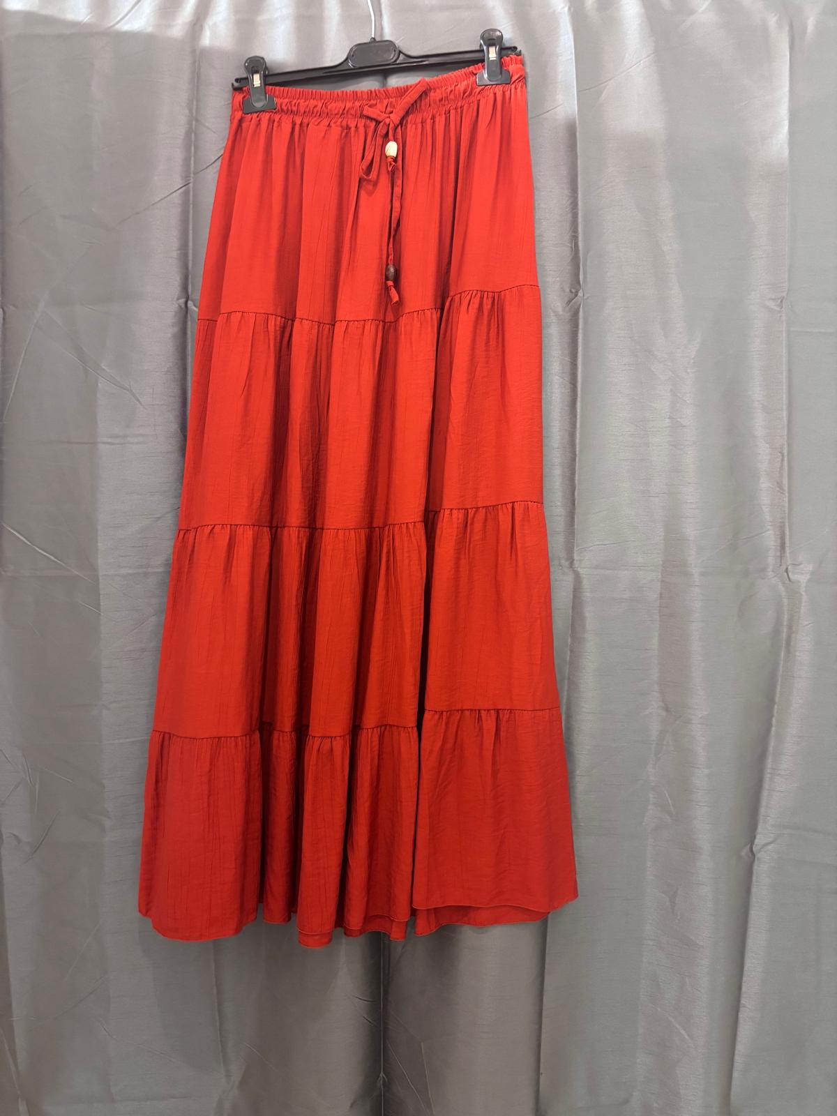 Jupe longue à volants taille élastique
