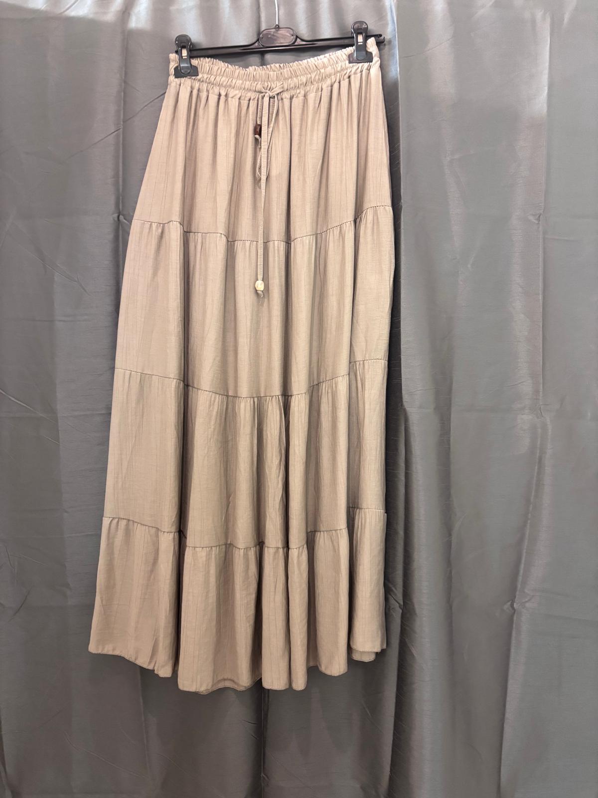 Jupe longue à volants taille élastique
