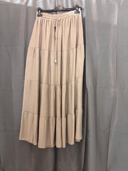 Jupe longue à volants taille élastique