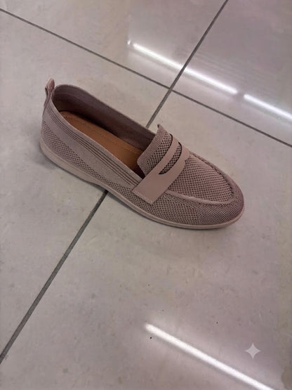 Mocassins en maille respirante stretch à bande cuir semelle souple