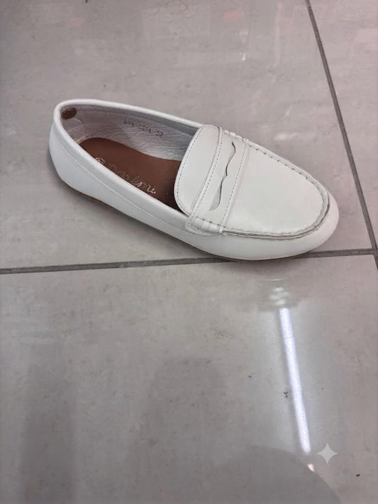 Mocassin plat blanc