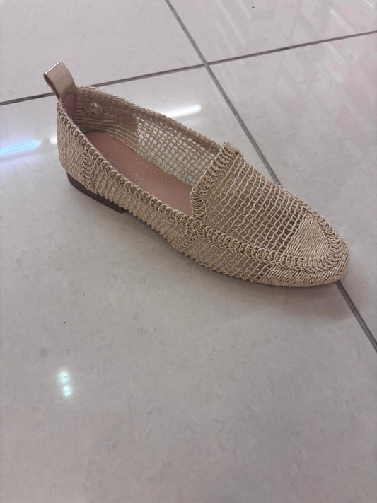 Mocassin plat en filet, arrière métallisé