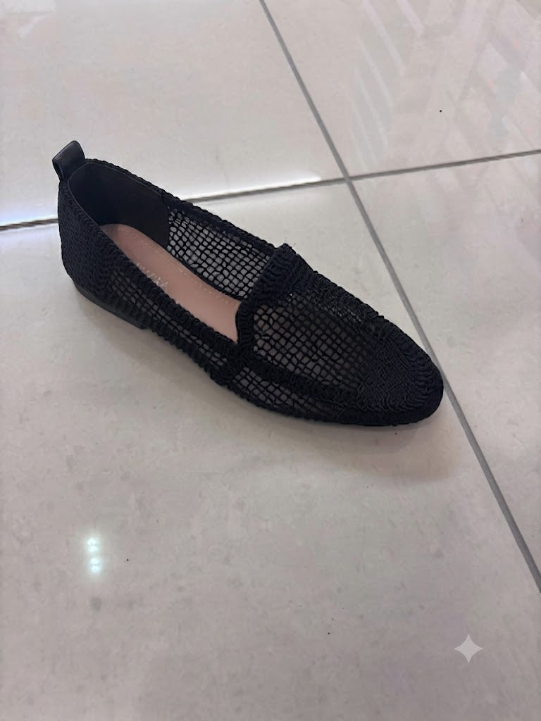 Mocassin plat en filet, arrière métallisé