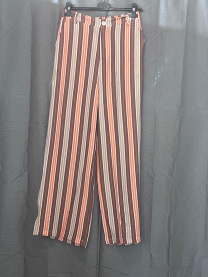 Pantalon large à rayures, taille haute