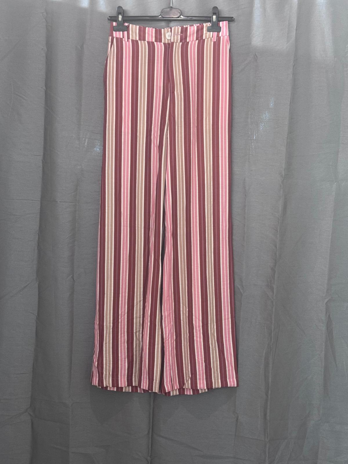 Pantalon large à rayures, taille haute