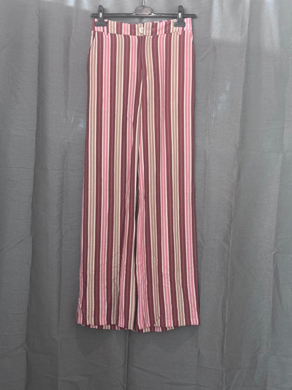 Pantalon large à rayures, taille haute