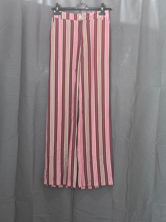 Pantalon large à rayures, taille haute