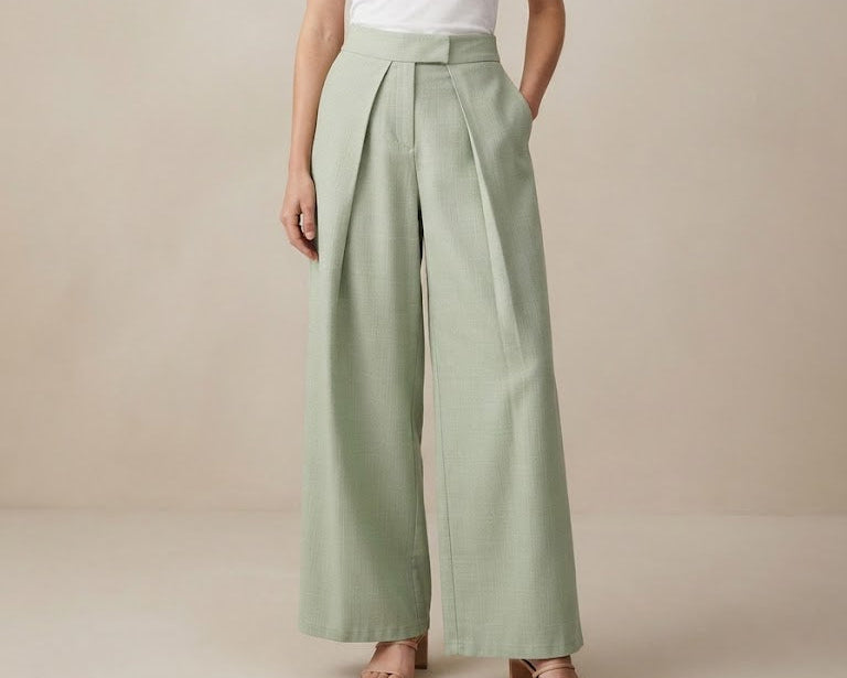 Pantalon effet portefeuille à ceinture asymétrique