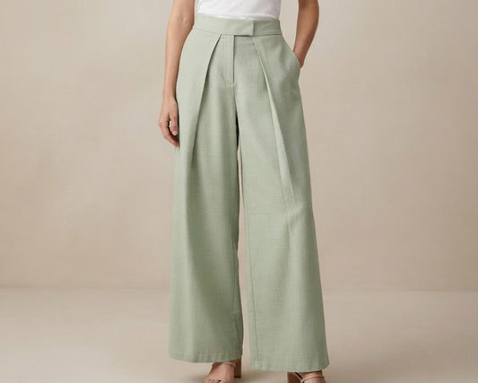 Pantalon effet portefeuille à ceinture asymétrique