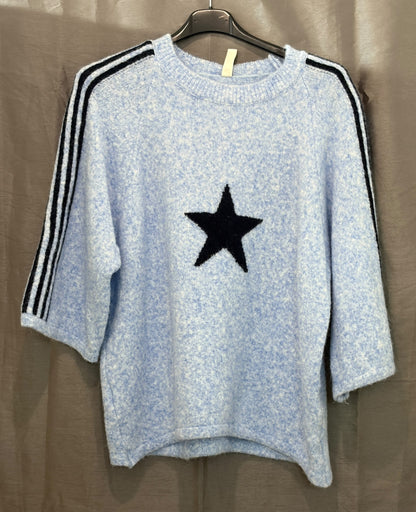 Pull chiné à étoile et bandes façon sport