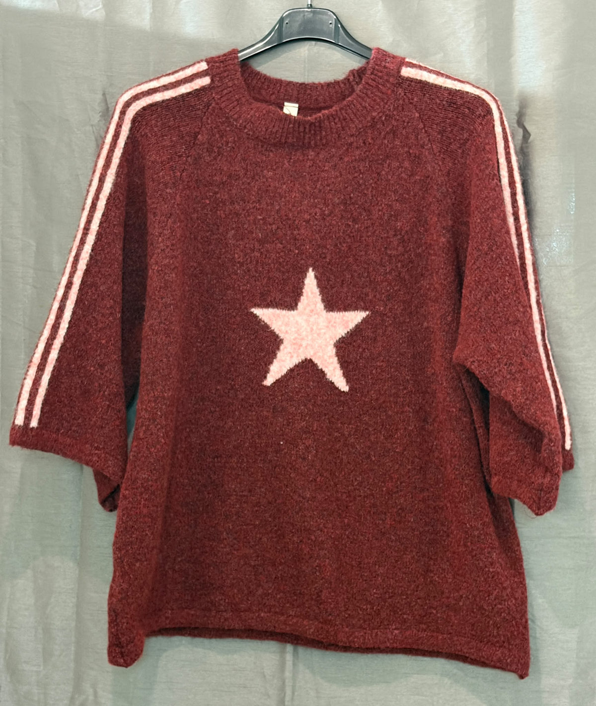 Pull chiné à étoile et bandes façon sport
