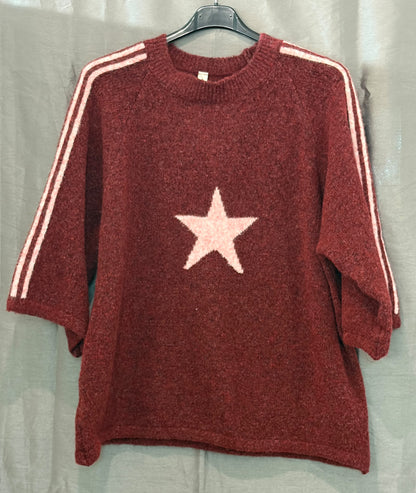 Pull chiné à étoile et bandes façon sport