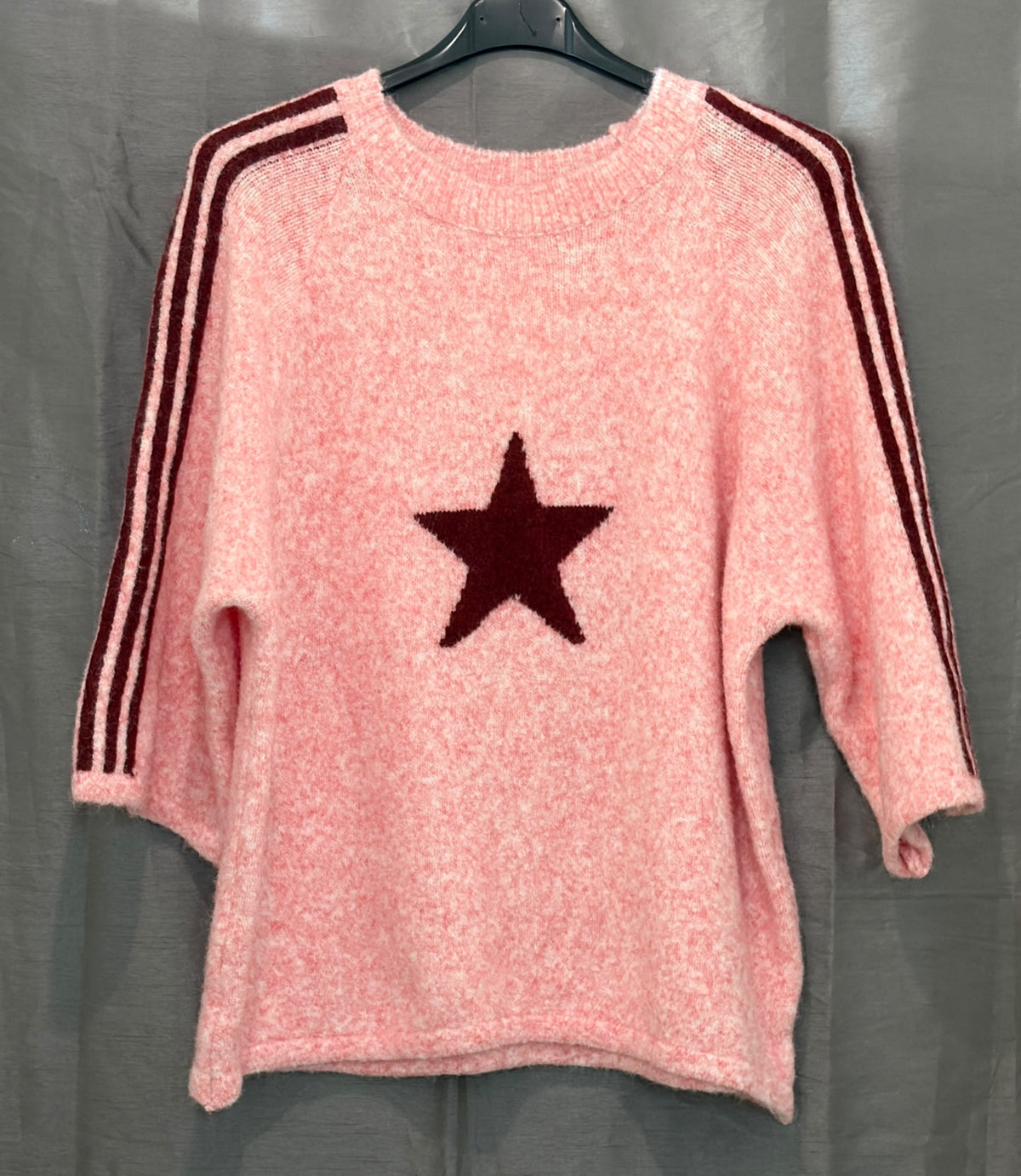 Pull chiné à étoile et bandes façon sport
