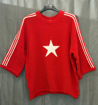Pull chiné à étoile et bandes façon sport