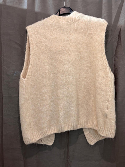 Pull sans manches en maille, fente dos