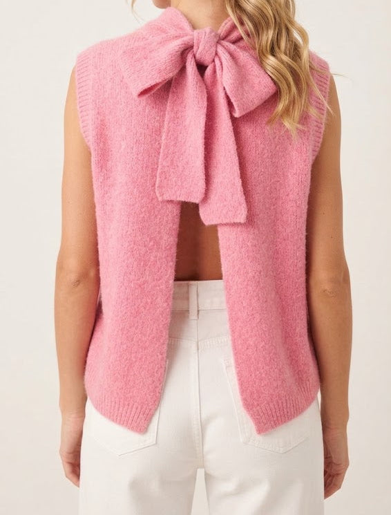 Pull sans manches en maille, fente dos