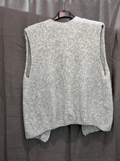 Pull sans manches en maille, fente dos