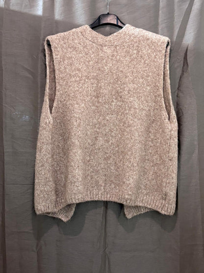 Pull sans manches en maille, fente dos