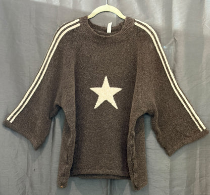 Pull chiné à étoile et bandes façon sport