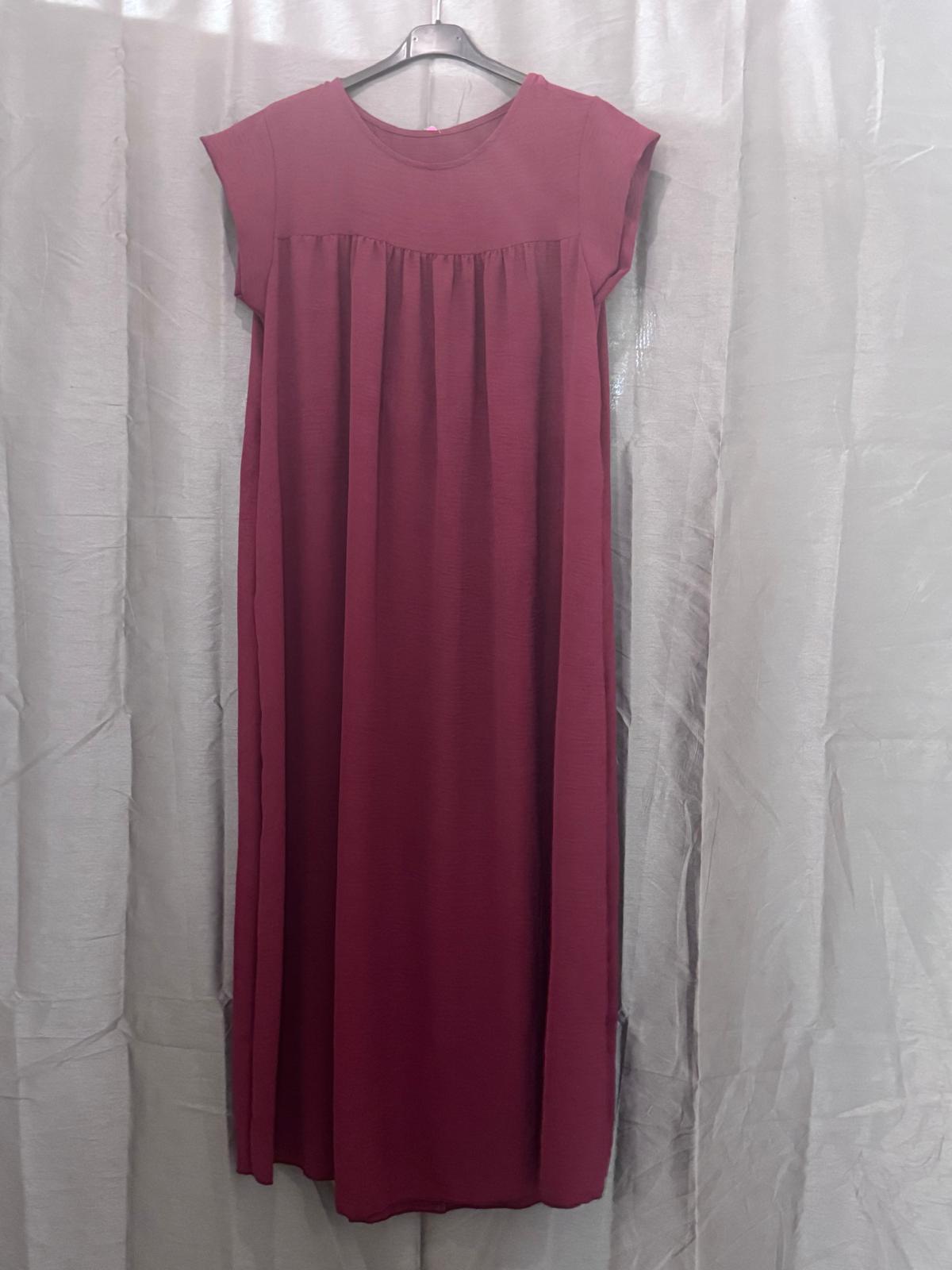 Robe longue sans manches, col rond, coupe droite