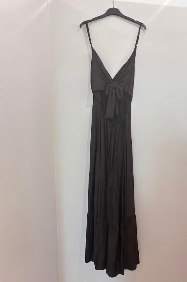 Robe longue à volants bretelles fines