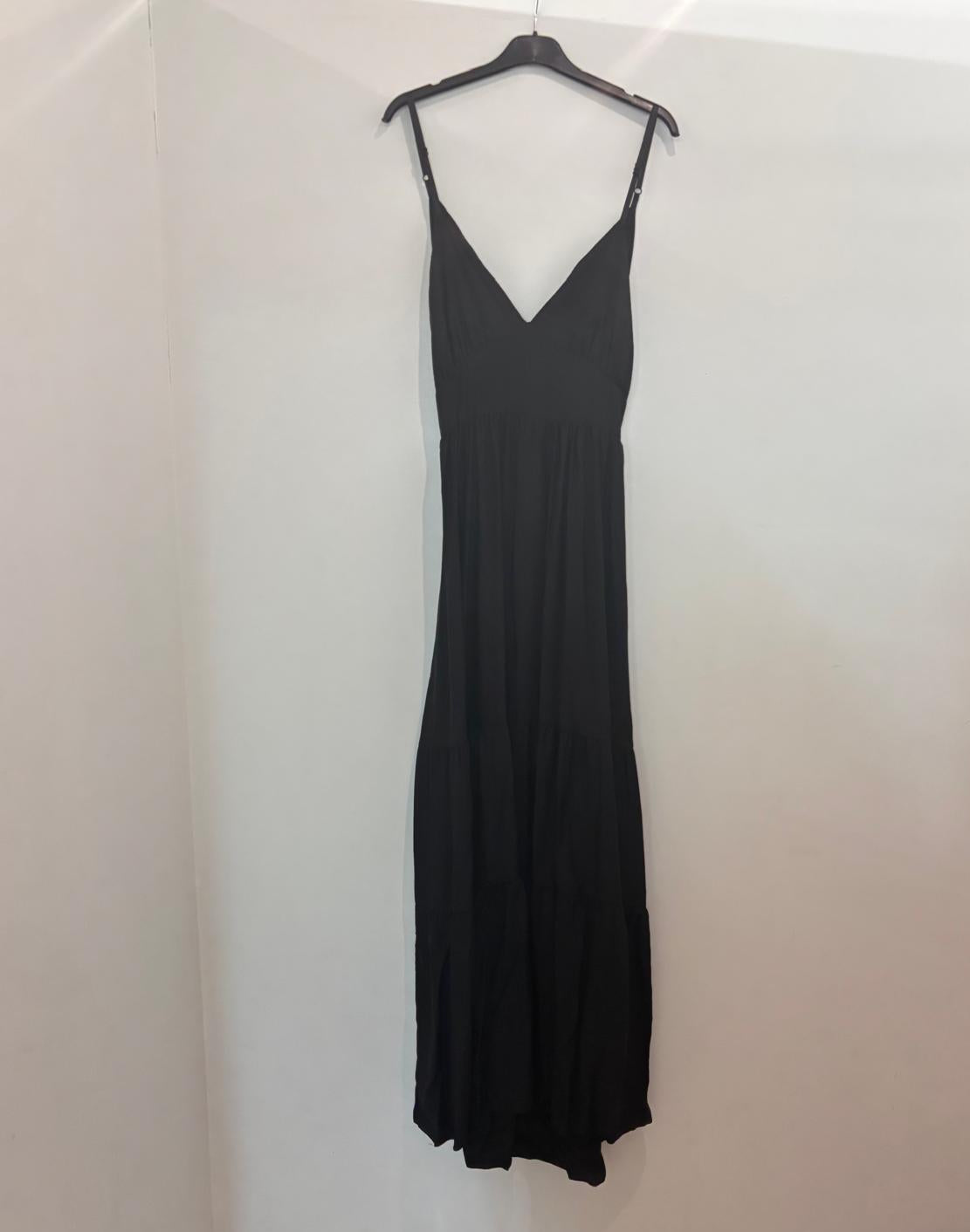 Robe longue à volants bretelles fines