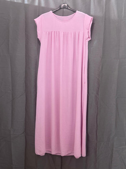 Robe longue sans manches, col rond, coupe droite