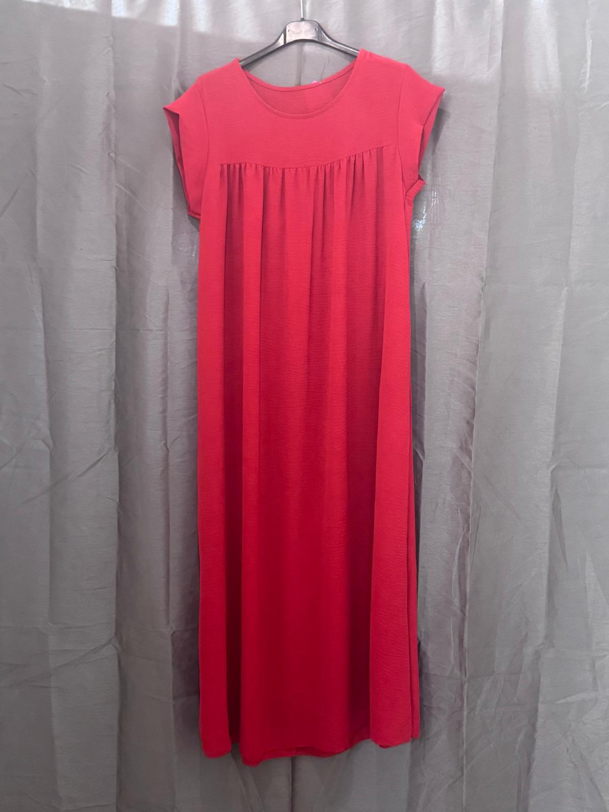 Robe longue sans manches, col rond, coupe droite