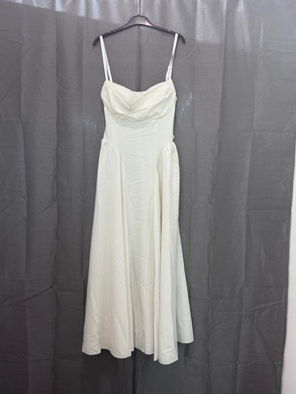 Robe longue  col drapé, bretelles fines, jupe évasée