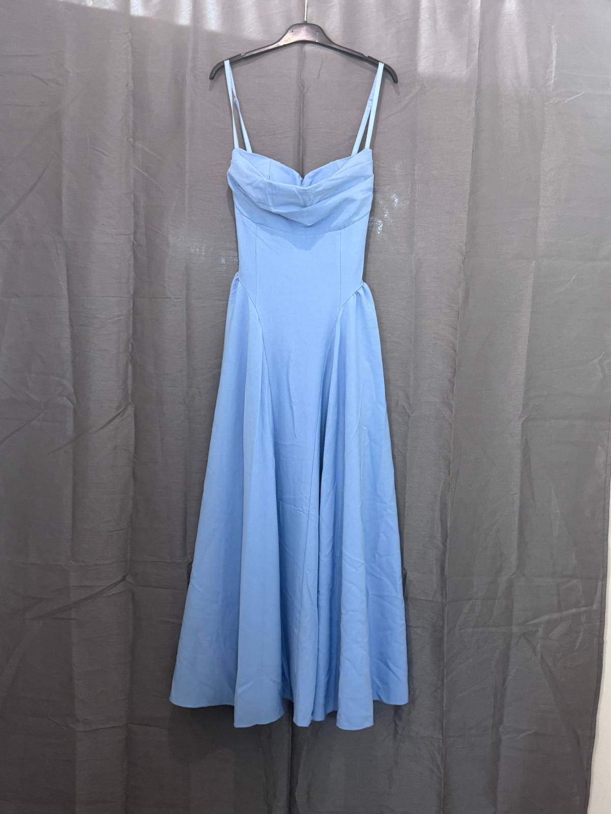 Robe longue  col drapé, bretelles fines, jupe évasée