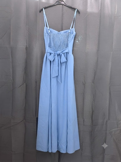 Robe longue  col drapé, bretelles fines, jupe évasée