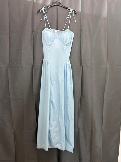 Robe longue bustier bretelles nouées