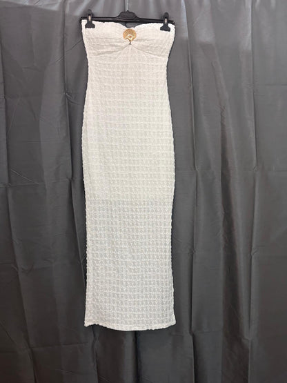 Robe longue  texturée bustier sans bretelles