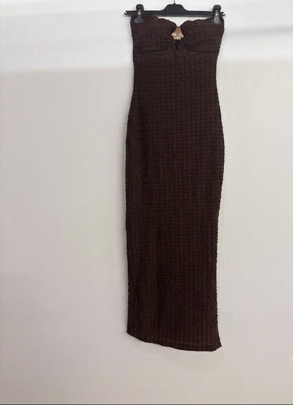 Robe longue  texturée bustier sans bretelles