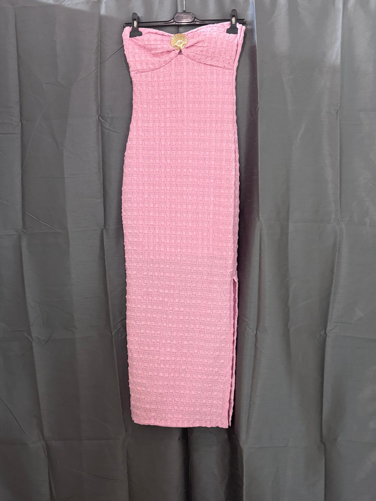 Robe longue  texturée bustier sans bretelles