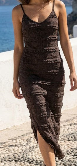Robe longue en dentelle fines bretelles
