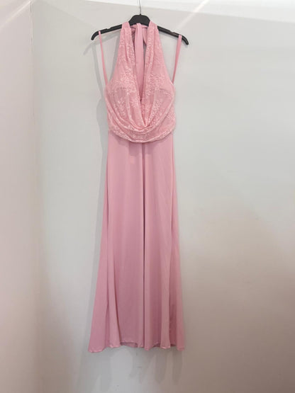 Robe longue dentelle dos nu col halter