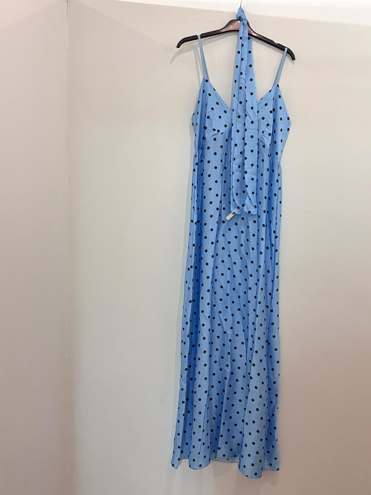Robe longue cache-cœur à pois avec ruban