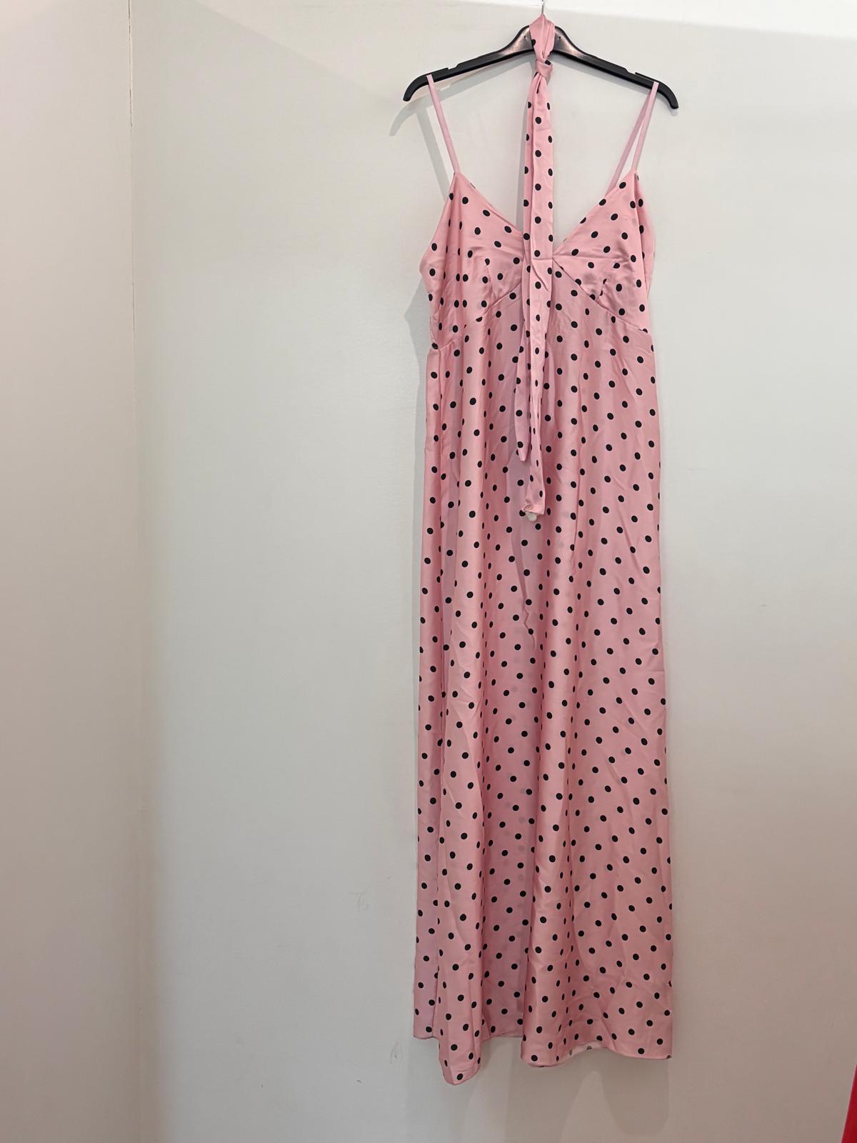 Robe longue cache-cœur à pois avec ruban